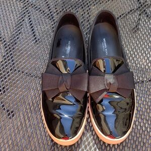 Michael Kors Glossy Black Loafers with Bow